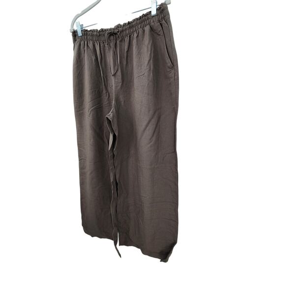 New NWT Wide Leg Linen Blend Pants Brown Size Large‎ - Picture 4 of 8